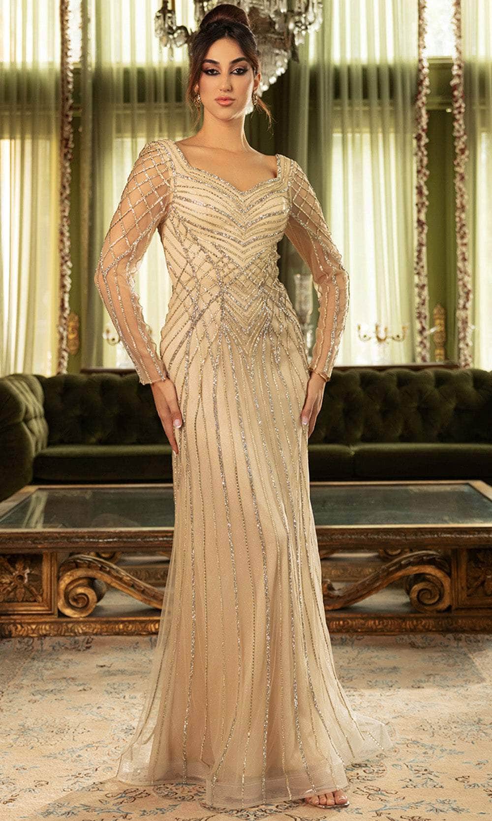 May Queen RQ8132 - Sweetheart Long Sleeve Evening Gown Mother of the Bride Dresses