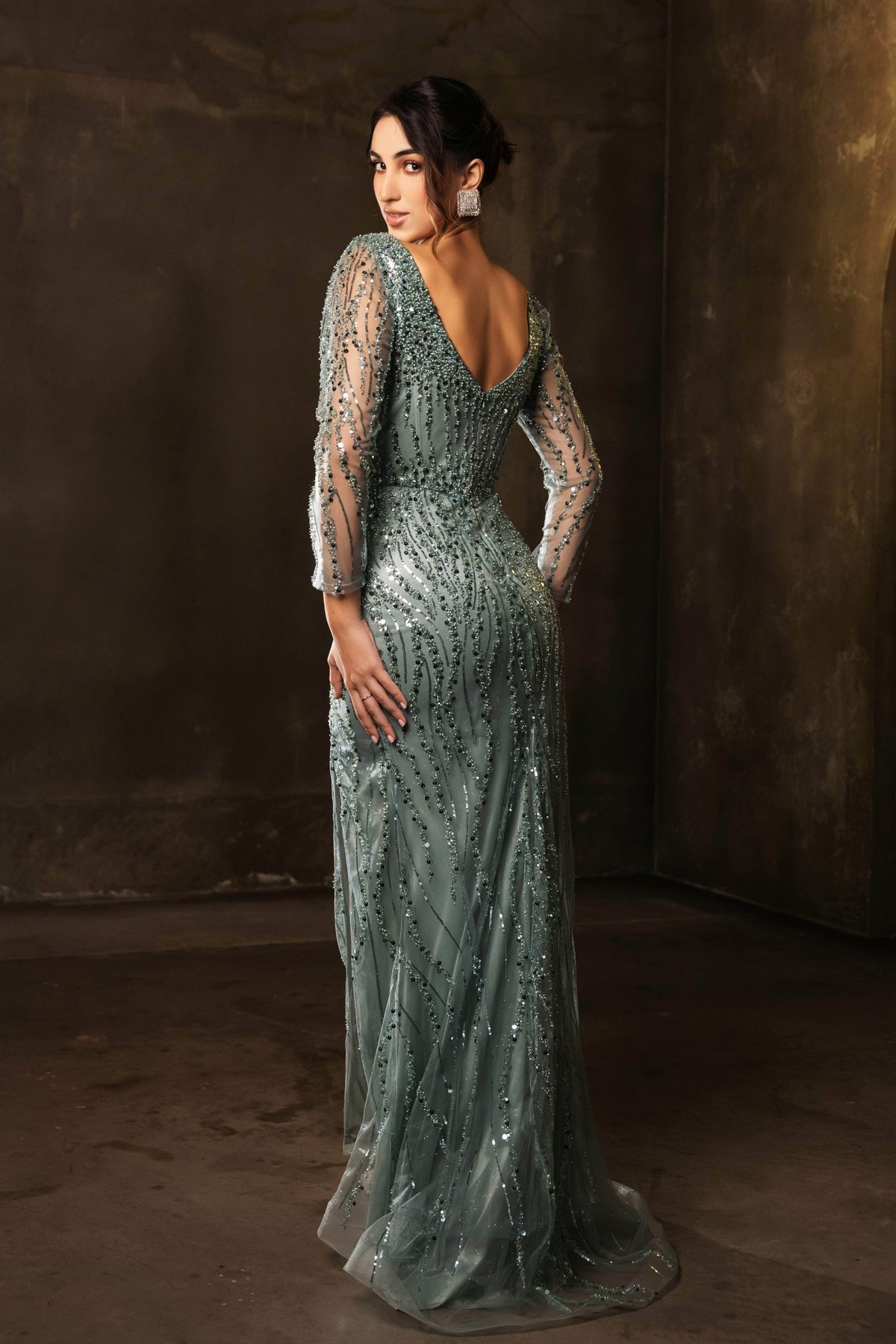 May Queen RQ8174 - Sequined Sweetheart Dress with Slit Mother of the Bride Dresses