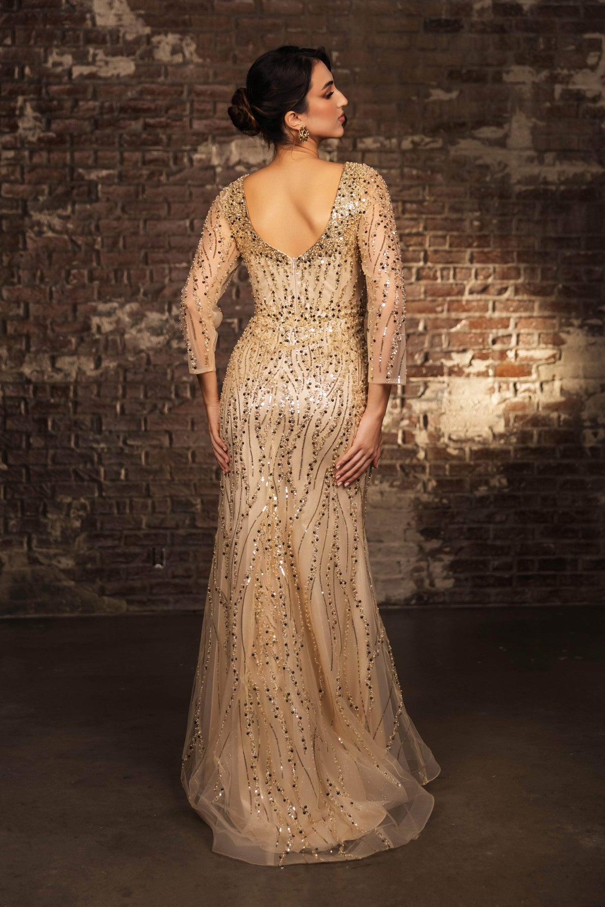 May Queen RQ8174 - Sequined Sweetheart Dress with Slit Mother of the Bride Dresses