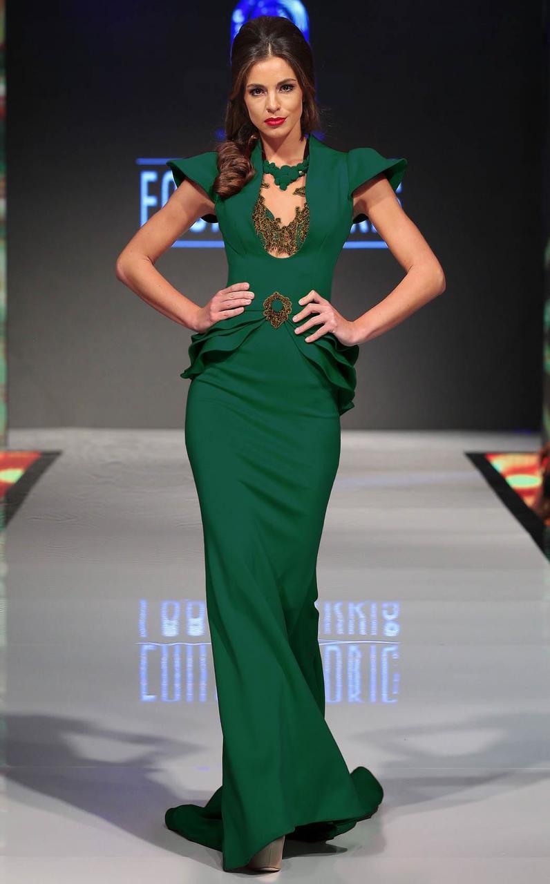 MNM Couture - 2295 Bell Cap Sleeve Peplum Sheath Gown Evening Dresses