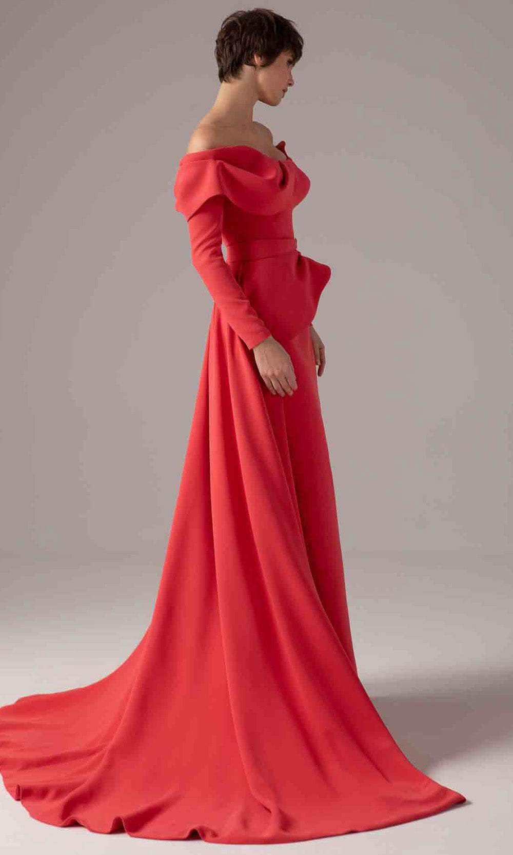 MNM Couture E0099 - Long Sleeve Overskirt Gown with Slit Mother of the Bride Dresses