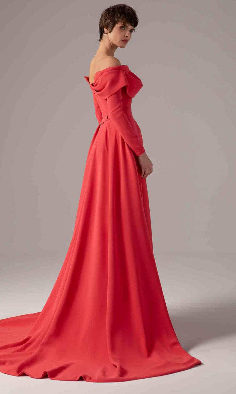 MNM Couture E0099 - Long Sleeve Overskirt Gown with Slit Mother of the Bride Dresses