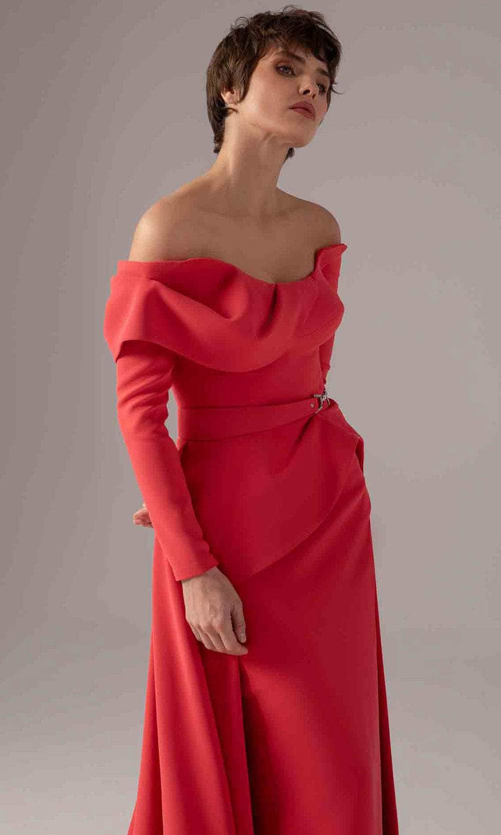 MNM Couture E0099 - Long Sleeve Overskirt Gown with Slit Mother of the Bride Dresses