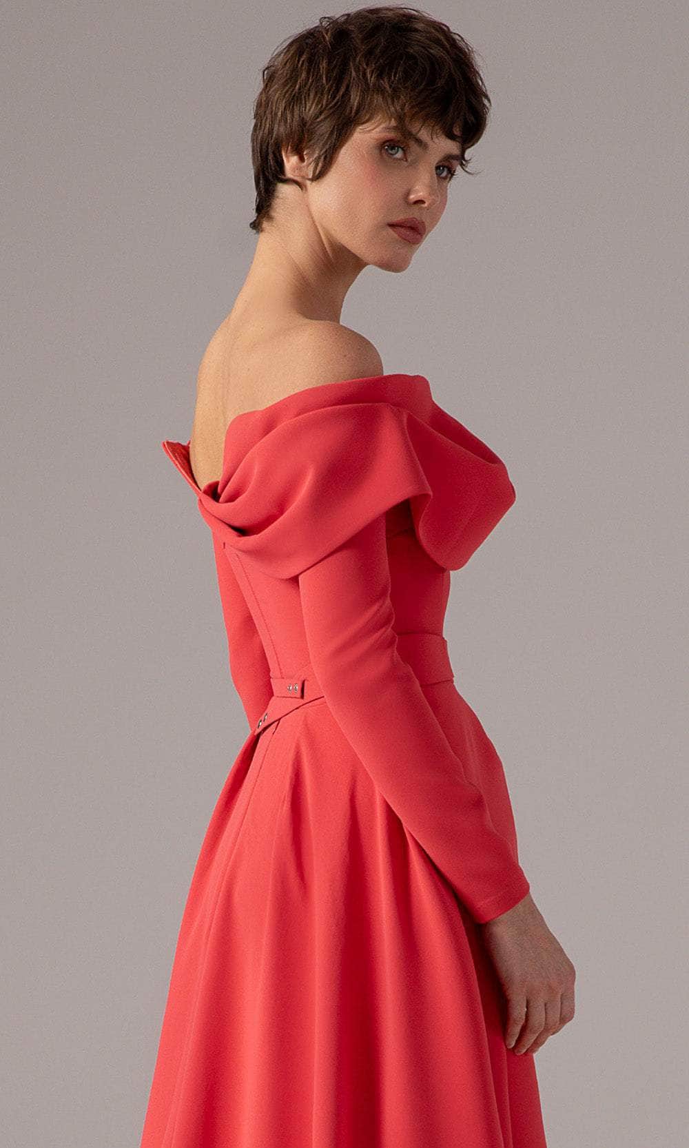 MNM Couture E0099 - Long Sleeve Overskirt Gown with Slit Mother of the Bride Dresses