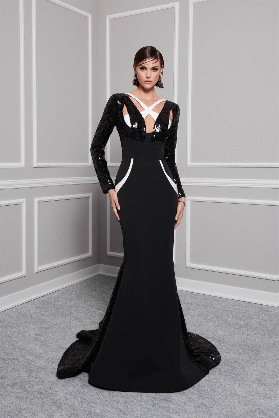 trumpet dress with cut out back Andrea and Leo WL019