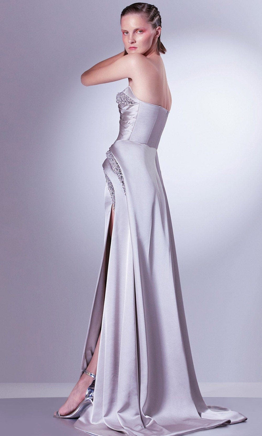 MNM Couture G1336 - Beaded Sash Evening Gown Special Occasion Dress