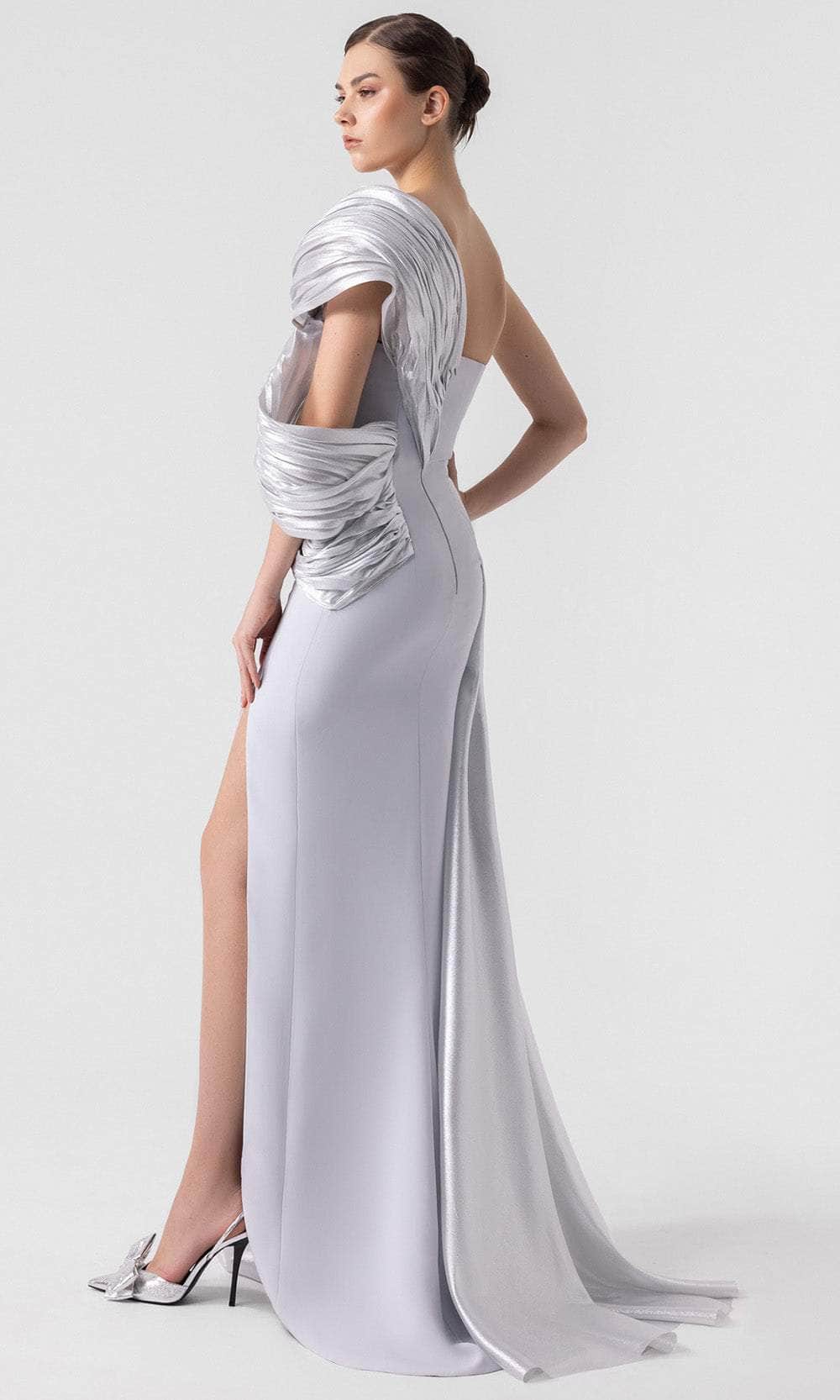 MNM Couture G1907 - Structured Sheath Gown with Slit Evening Dresses