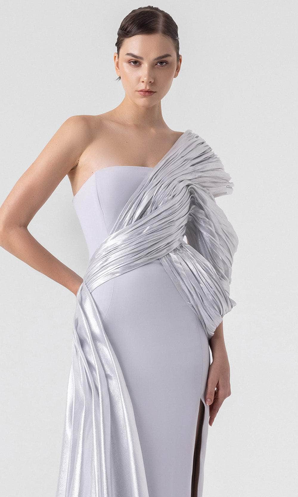 MNM Couture G1907 - Structured Sheath Gown with Slit Evening Dresses