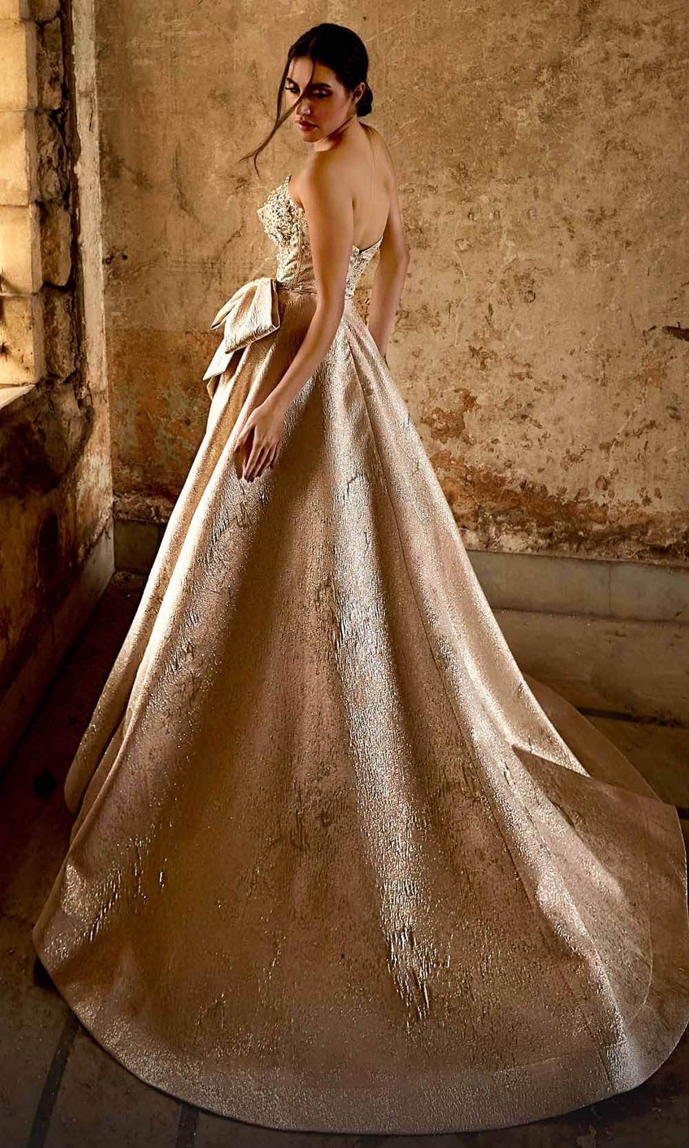 MNM COUTURE M0082 - Bejeweled Metallic Ballgown Evening Dresses