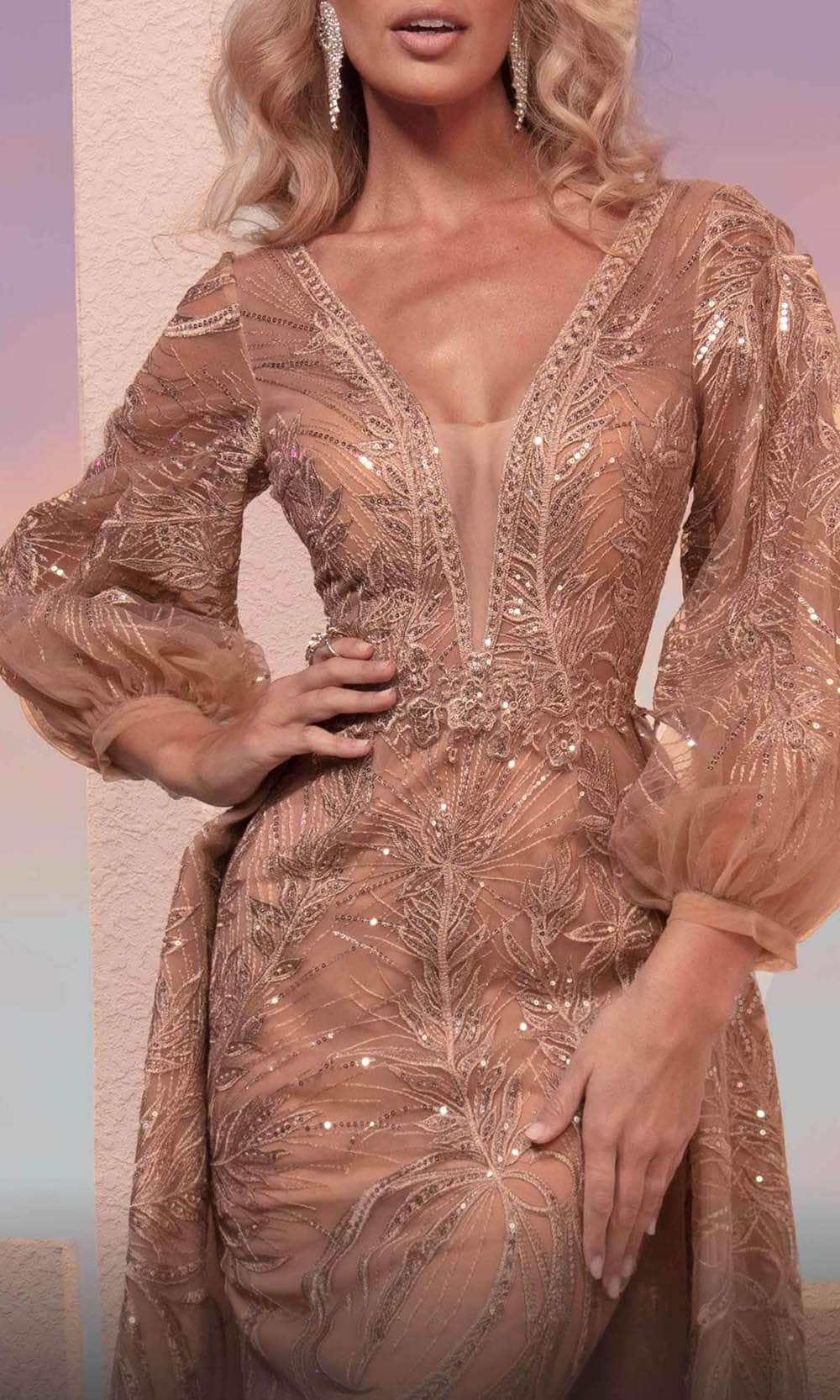 MNM COUTURE M0099 - Embroidered Overskirt Evening Dress Evening Dresses