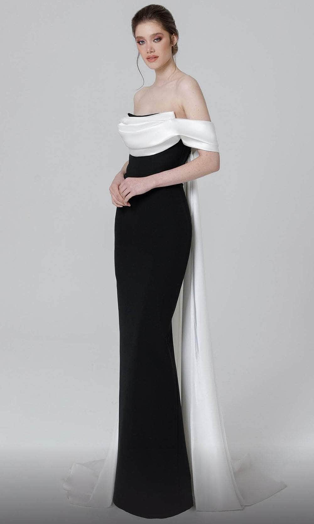 MNM COUTURE N0456 - Draped Off Shoulder Evening Dress Evening Dresses