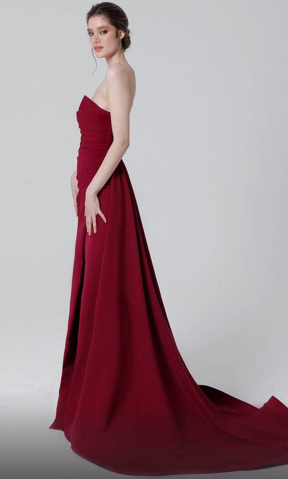 MNM COUTURE N0464 - Strapless Wrap Slit Evening Dress Prom Dresses