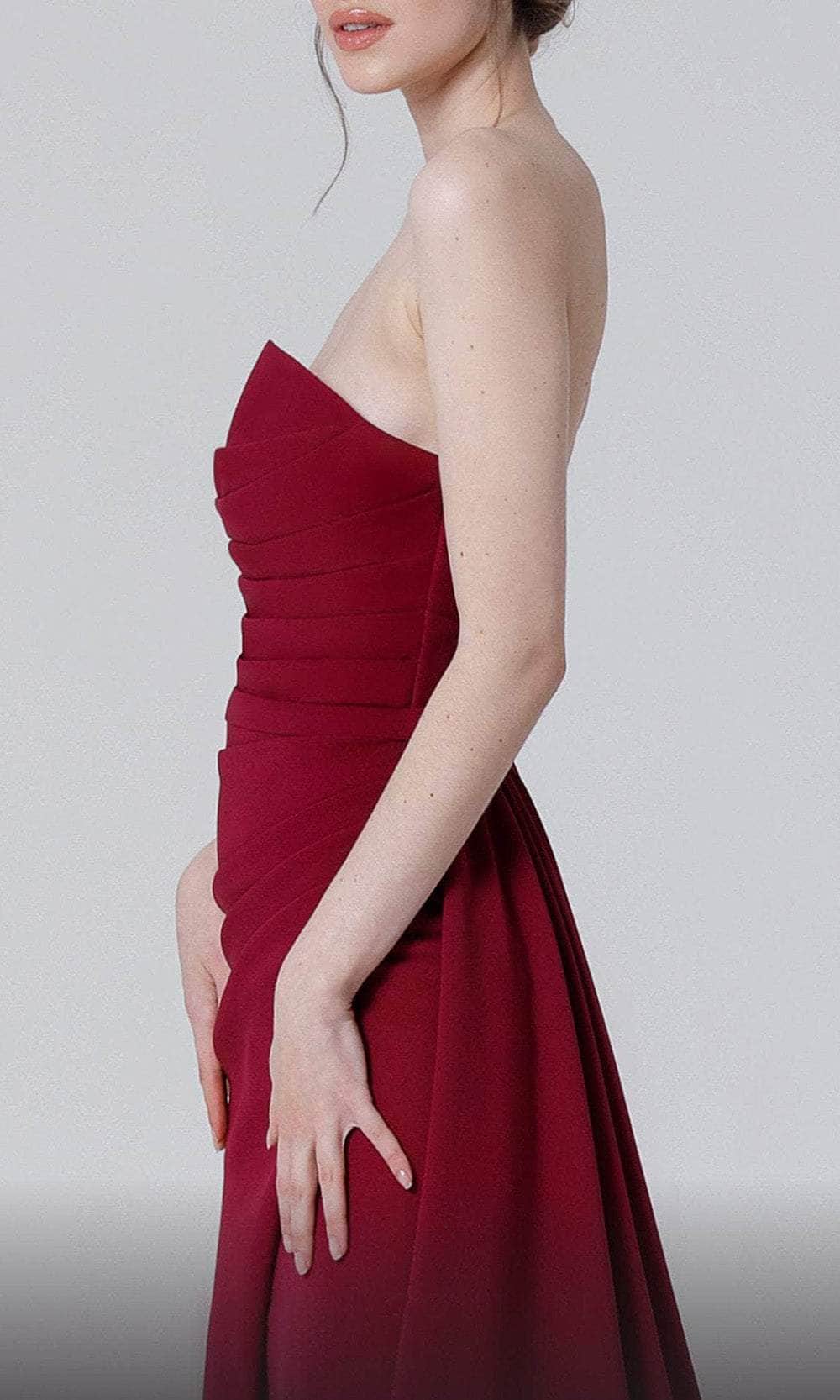 MNM COUTURE N0464 - Strapless Wrap Slit Evening Dress Prom Dresses