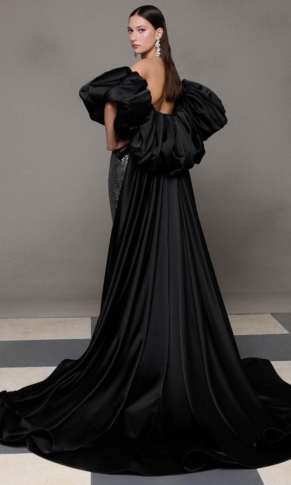 MNM Couture N0635 - Sequin Dress with Puff Sleeve Cape Evening Dresses