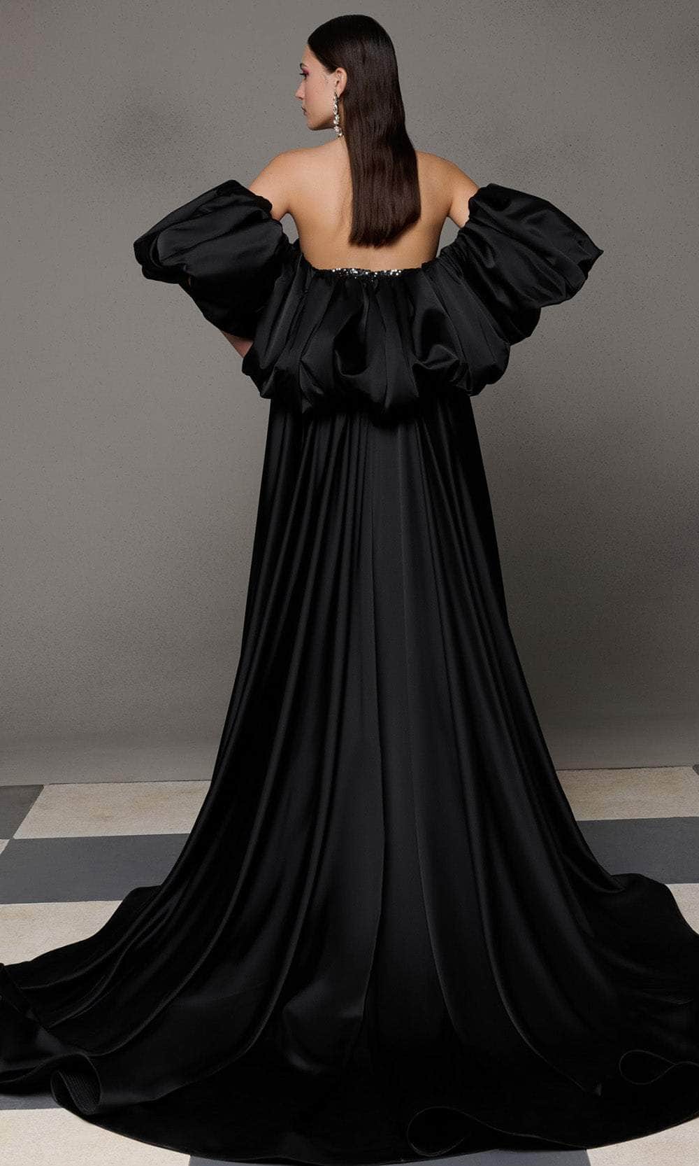 MNM Couture N0635 - Sequin Dress with Puff Sleeve Cape Evening Dresses