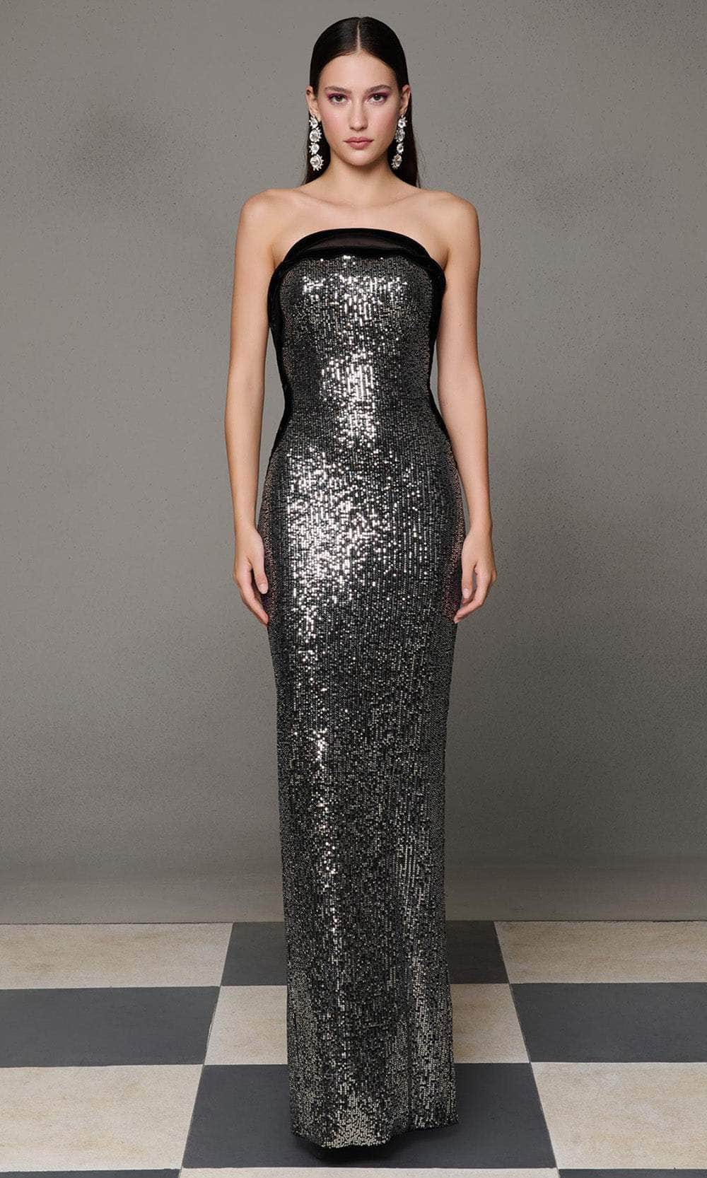 MNM Couture N0635 - Sequin Dress with Puff Sleeve Cape Evening Dresses