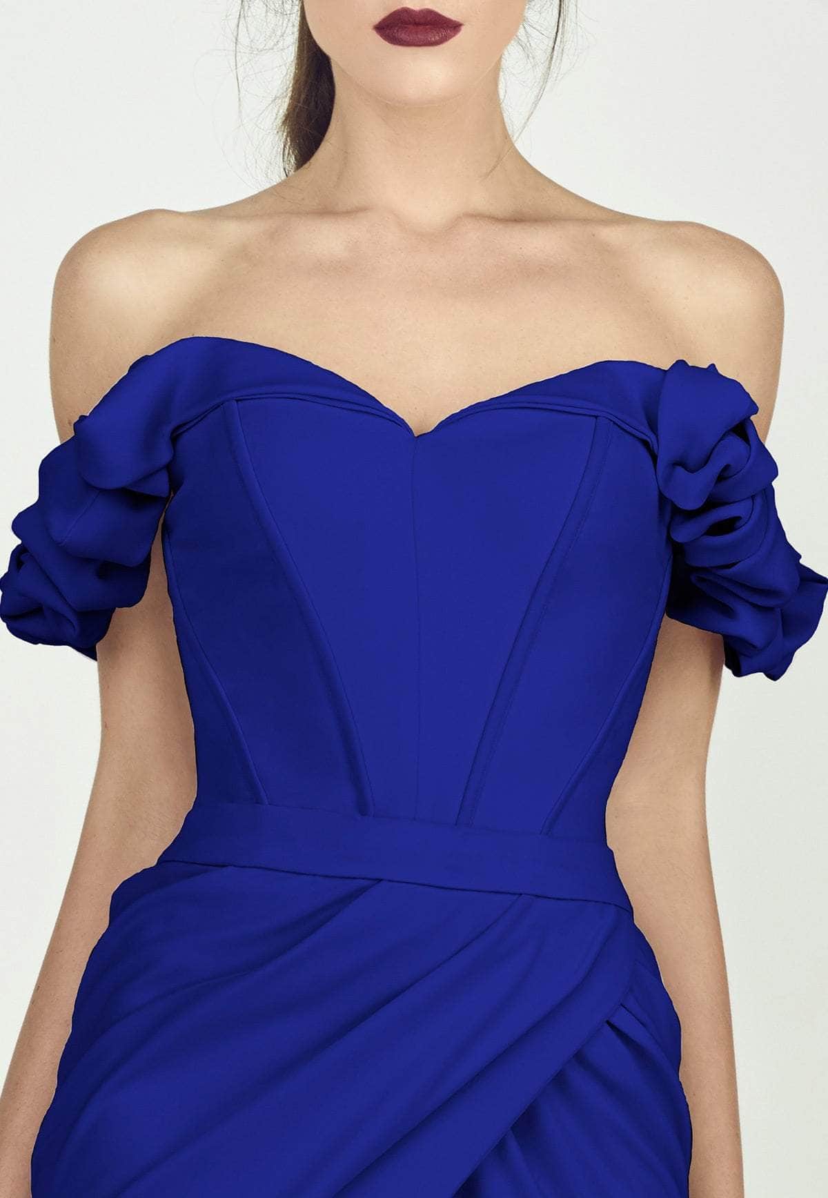 MNM Couture - Ruffled Off-Shoulder Sleeve Sheath Dress G0665 Evening Dresses