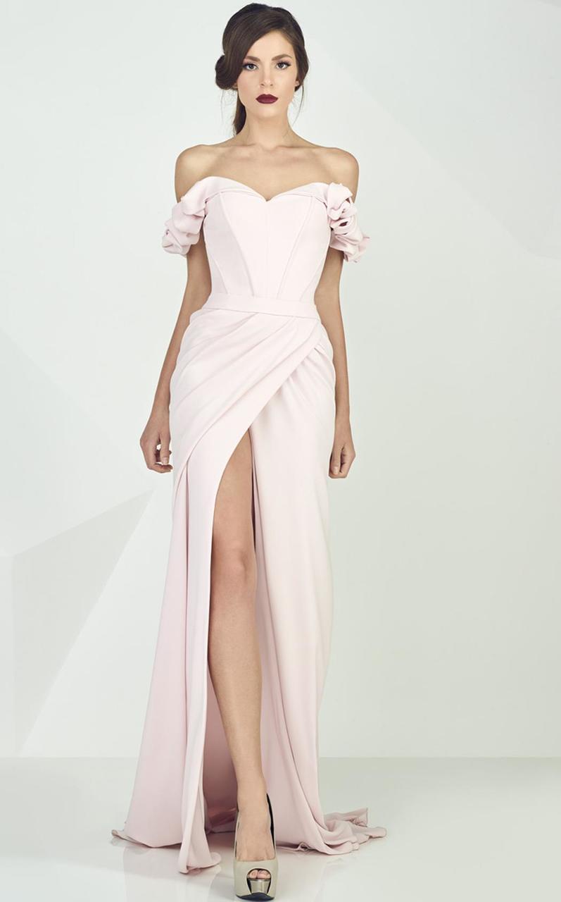 MNM Couture - Ruffled Off-Shoulder Sleeve Sheath Dress G0665 Special Occasion Dress