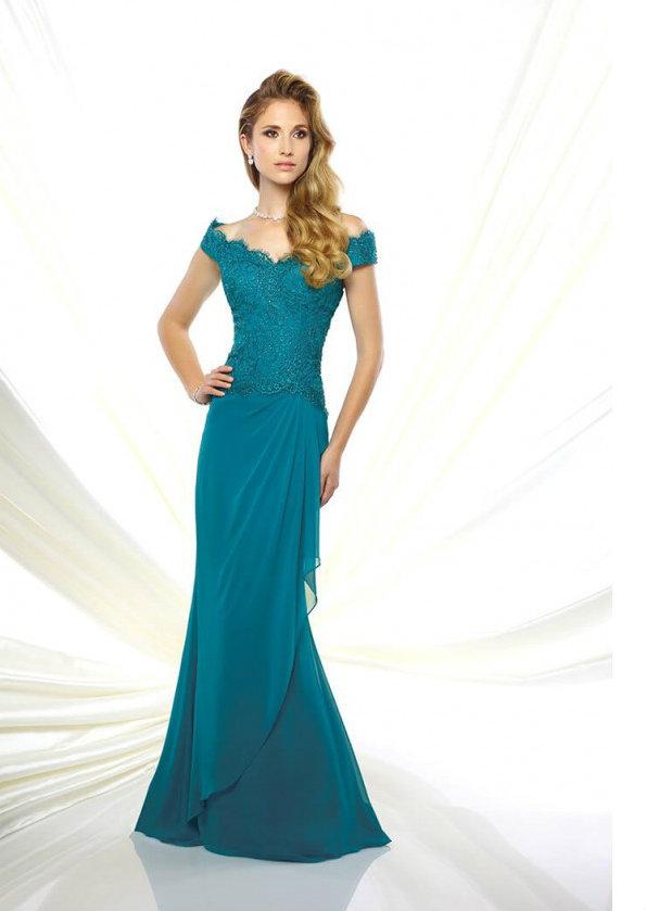 Montage by Mon Cheri - 116937W Dress Special Occasion Dress 16W / Teal
