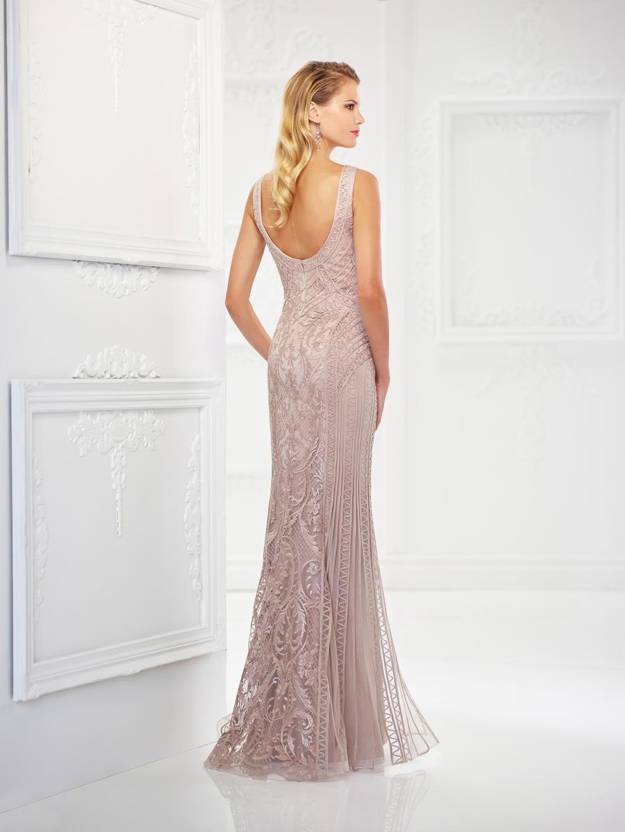 Montage by Mon Cheri - 118975W Beaded V-neck Trumpet Dress Evening Dresses