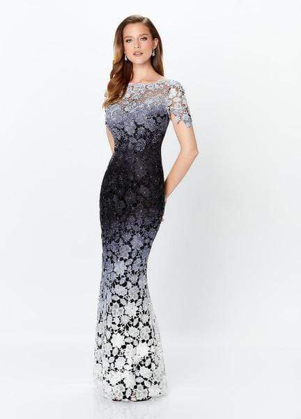 Montage by Mon Cheri - 119958 Ombre Lace Trumpet Dress Mother of the Bride Dresses 0 / Black/Gray/White