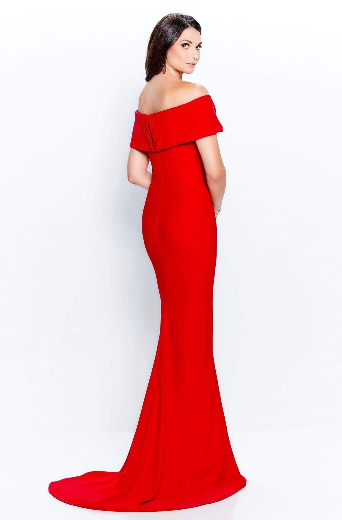 Montage by Mon Cheri - 120905W Off-Shoulder Crepe Sheath Dress Mother of the Bride Dresses