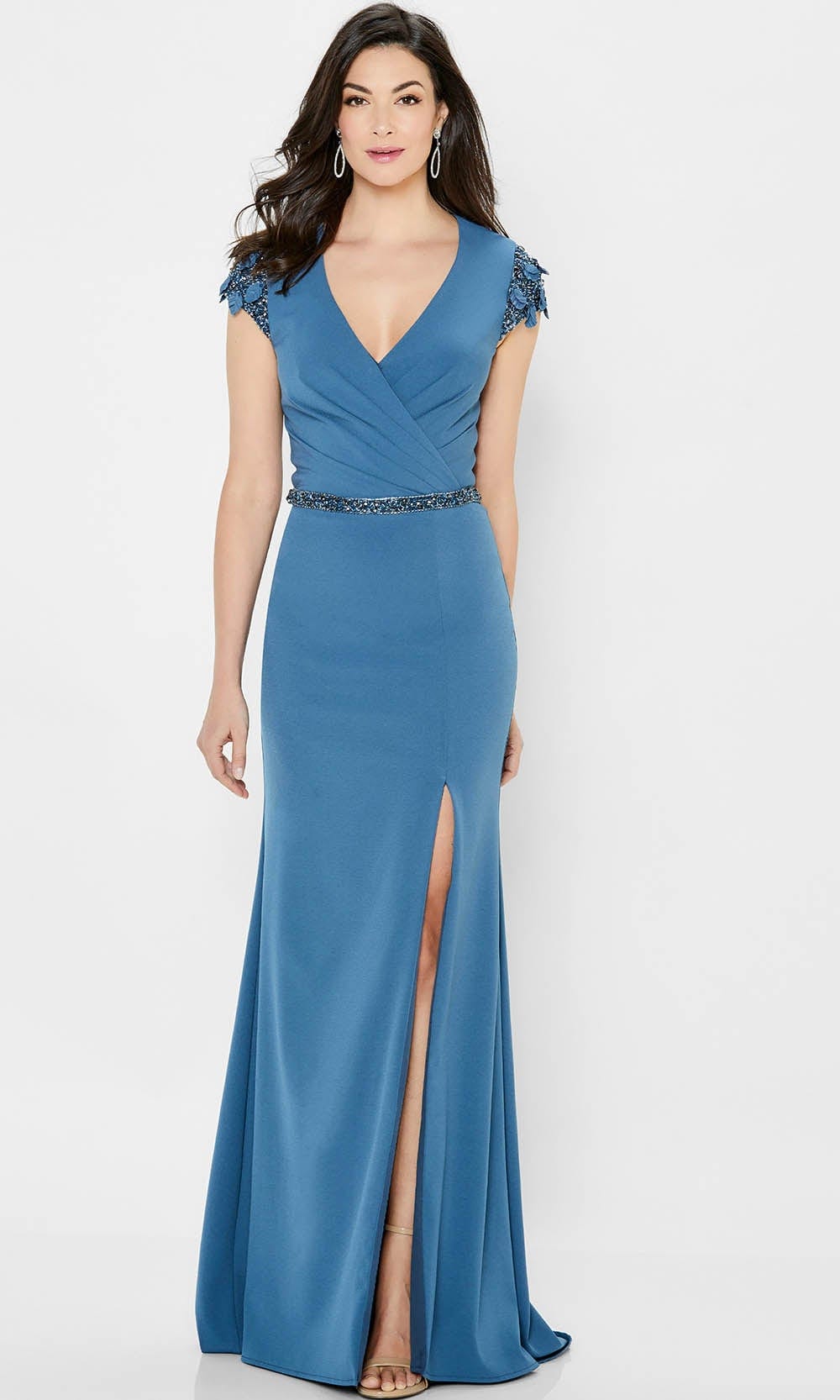 Montage by Mon Cheri 122902 - Embellished Surplice Bodice Formal Gown Special Occasion Dress 4 / Dusk