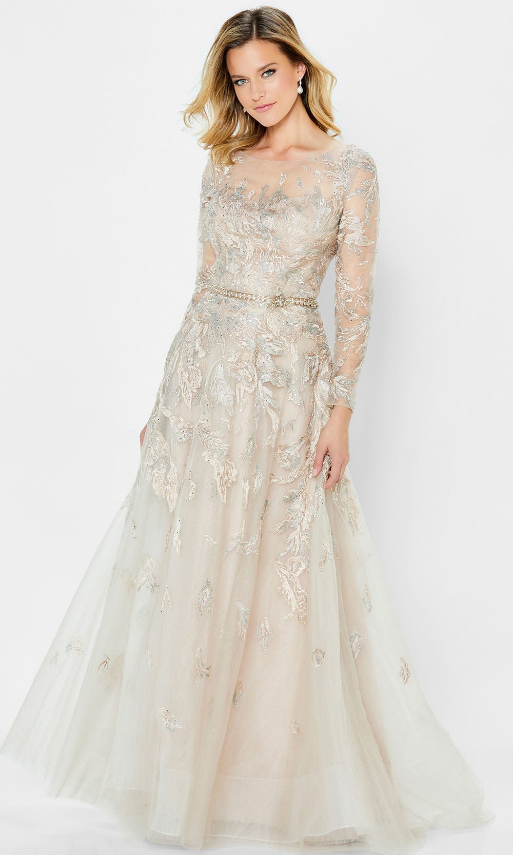 Montage by Mon Cheri 122906 - Illusion Bateau Long Evening Dress Mother of the Bride Dresess 4 / Champagne