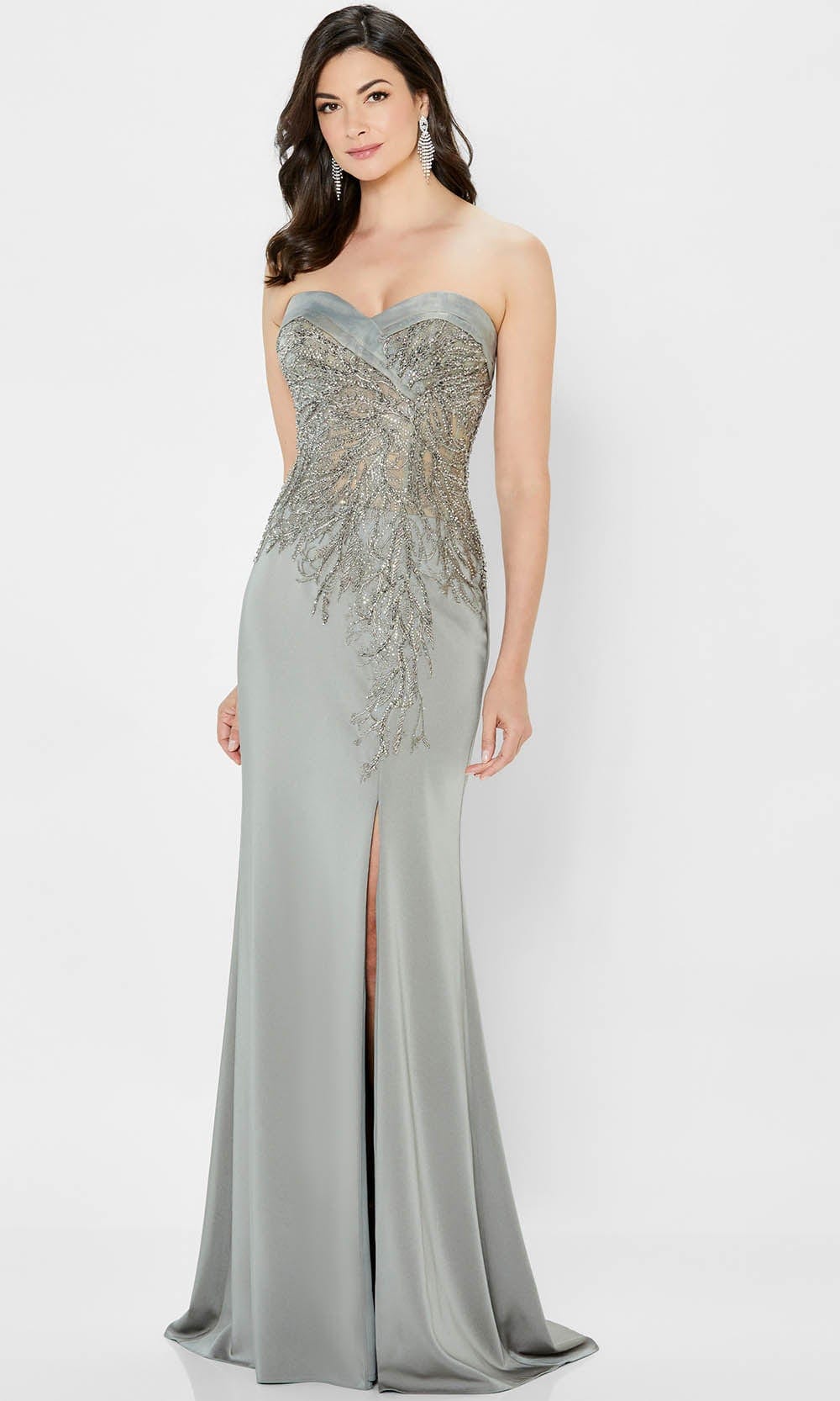 Montage by Mon Cheri 122909 - Stretch Crepe Fitted Gown Special Occasion Dress 4 / Taupe