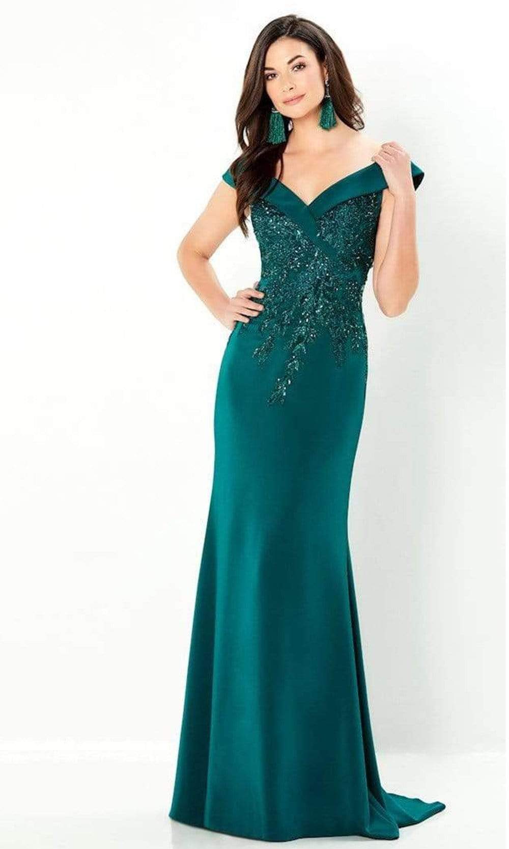 Montage by Mon Cheri - 220932 V-Neck Evening Dress Evening Dresses 4 / Emerald