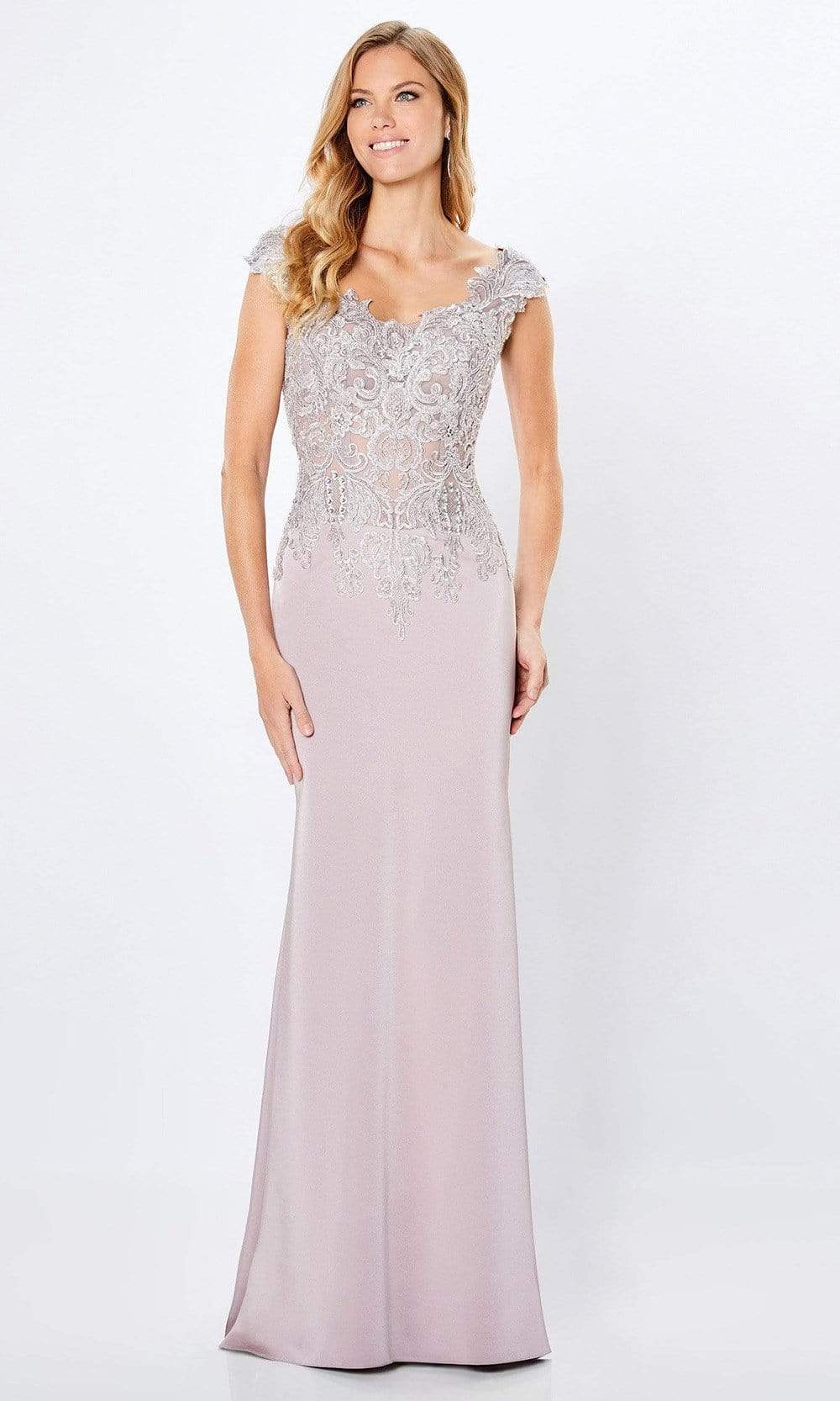 Montage by Mon Cheri - 221963 Scoop Neck Sheath Evening Dress Mother of the Bride Dresses 4 / Mink