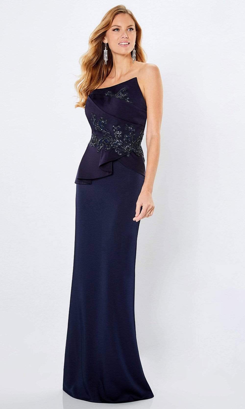 Montage by Mon Cheri - 221974 Strapless Column Evening Dress Evening Dresses 4 / Navy