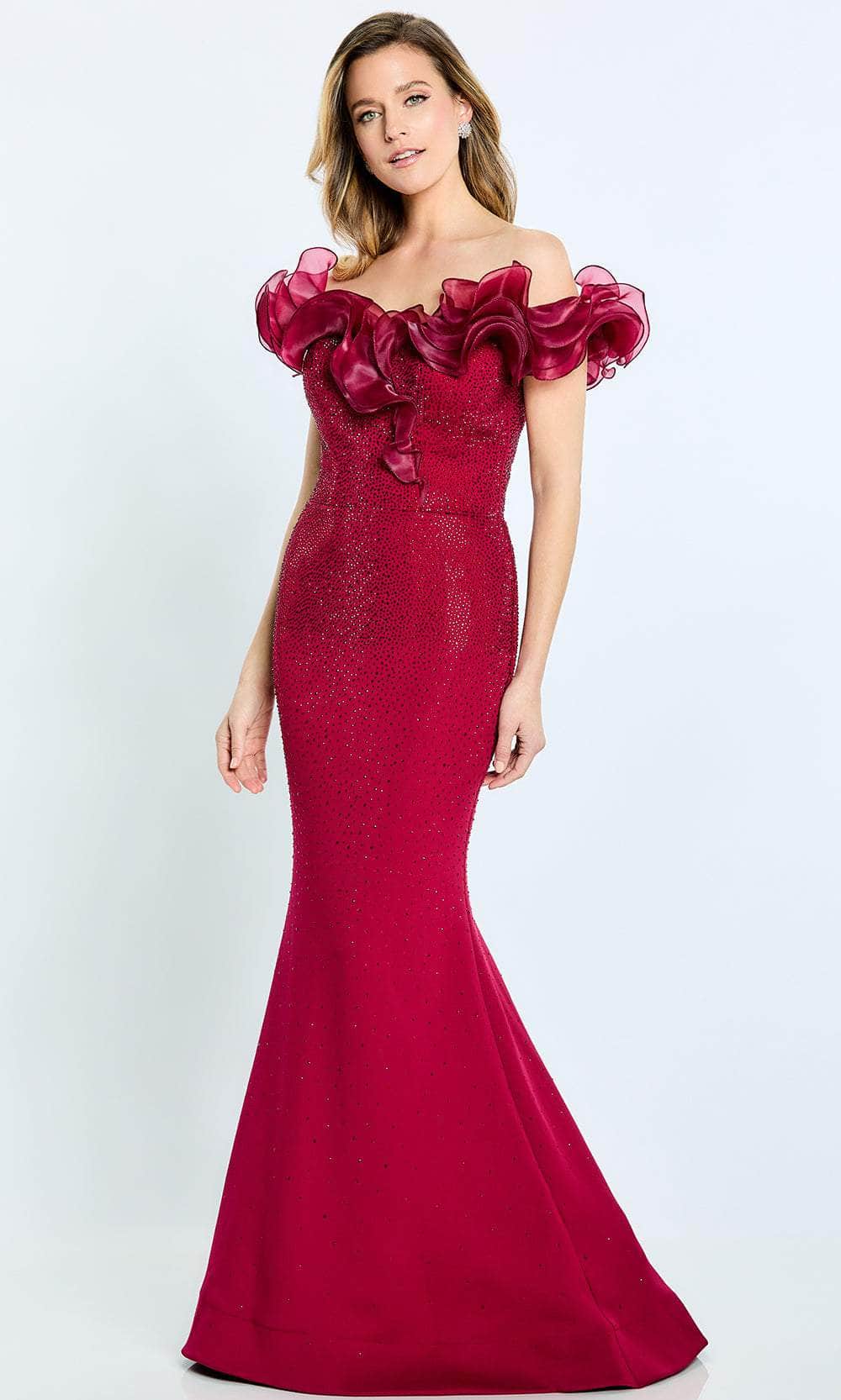 Montage by Mon Cheri M503 - Off Shoulder Long Dress Special Occasion Dress 4 / Wine