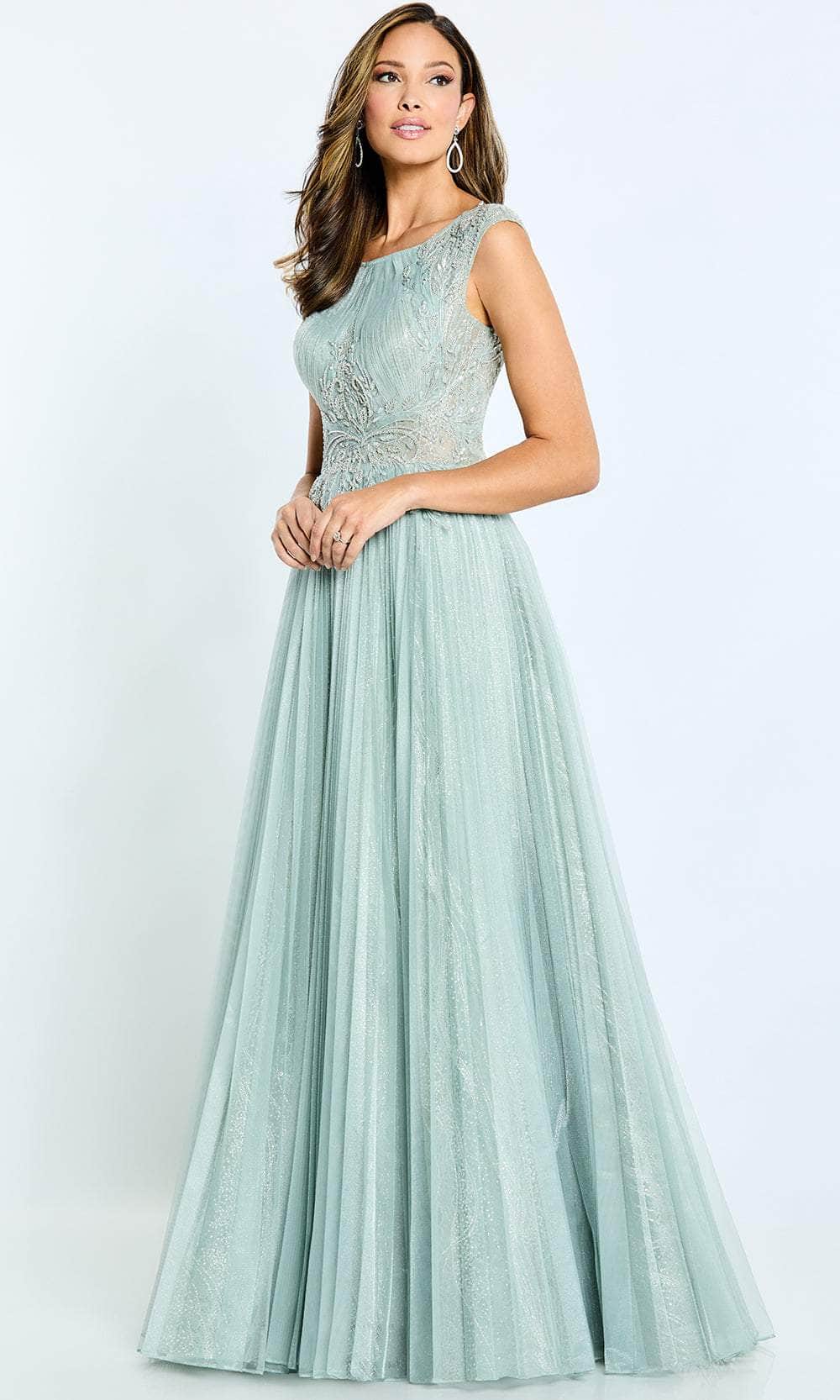 Montage By Mon Cheri M515 - Long Lace And Novelty Organza A-Line Dress - Sleeveless, Pleats, Beads, Lace, Sheer, Full Back, Zipper Closure, Sweep Montage By Mon Cheri M515 - Long Lace And Novelty Organza A-Line Dress - Sleeveless, Pleats, Beads, Lace, Sheer, Full Back, Zipper Closure, Sweep
