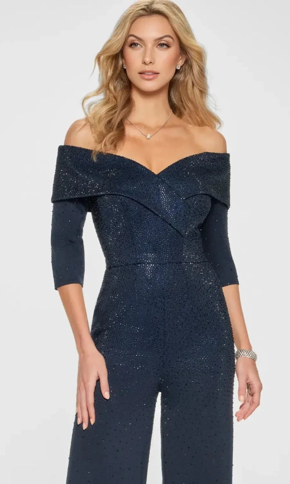 Montage by Mon Cheri M850 - Beaded Off-Shoulder Jumpsuit Special Occasion Dress