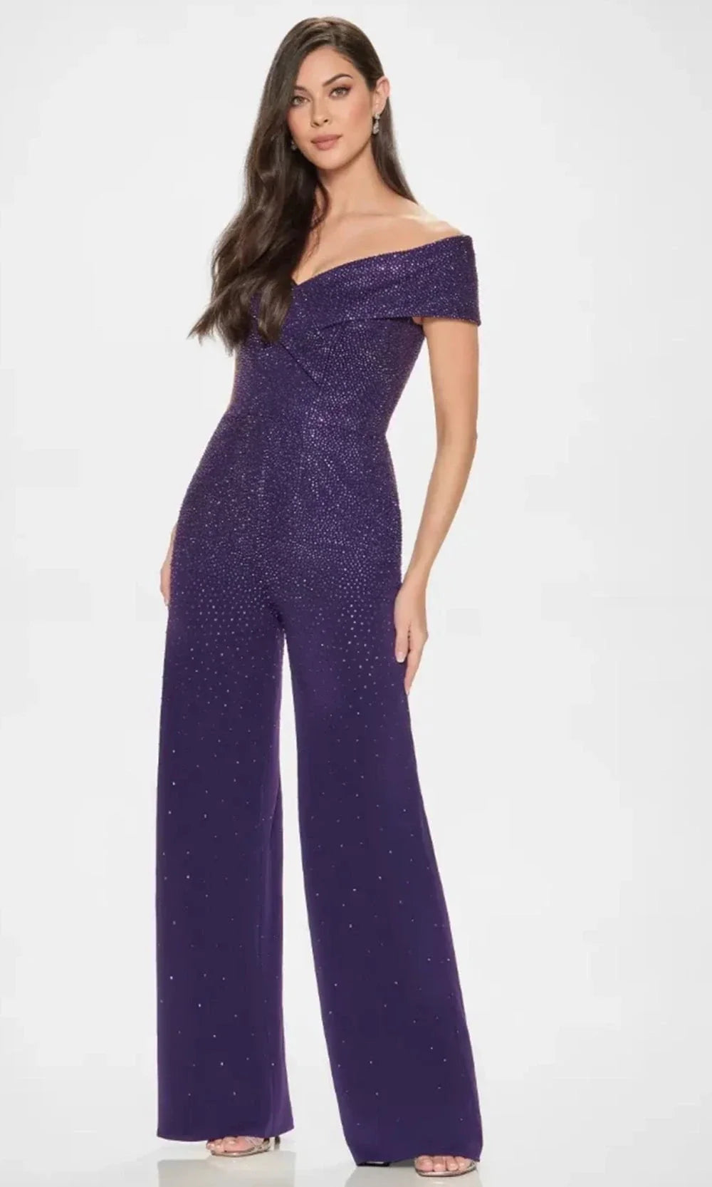 Montage by Mon Cheri M850 - Beaded Off-Shoulder Jumpsuit Special Occasion Dress