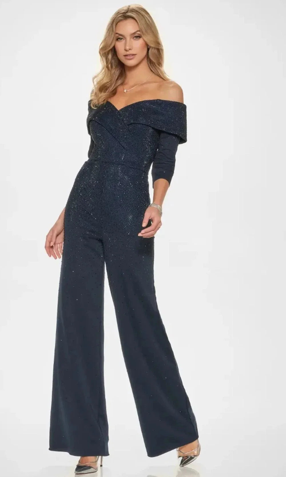 Montage by Mon Cheri M850 - Beaded Off-Shoulder Jumpsuit Special Occasion Dress