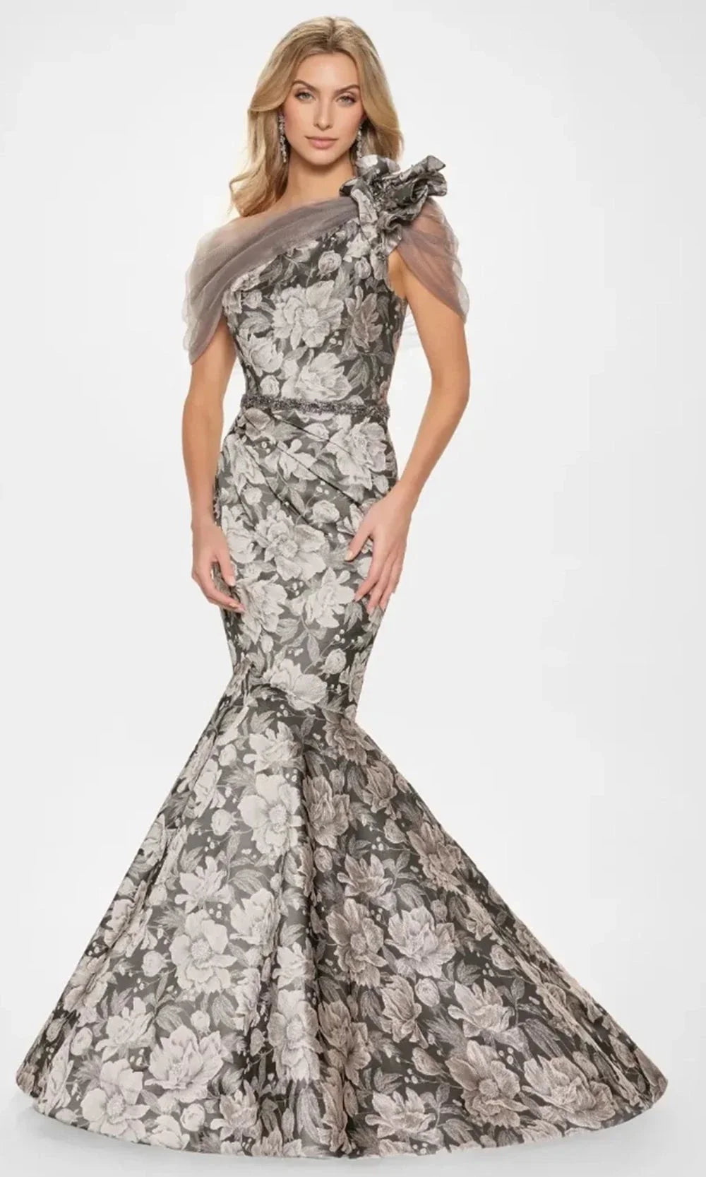 Montage by Mon Cheri M853 - One Shoulder Mermaid Gown with Floral Special Occasion Dress