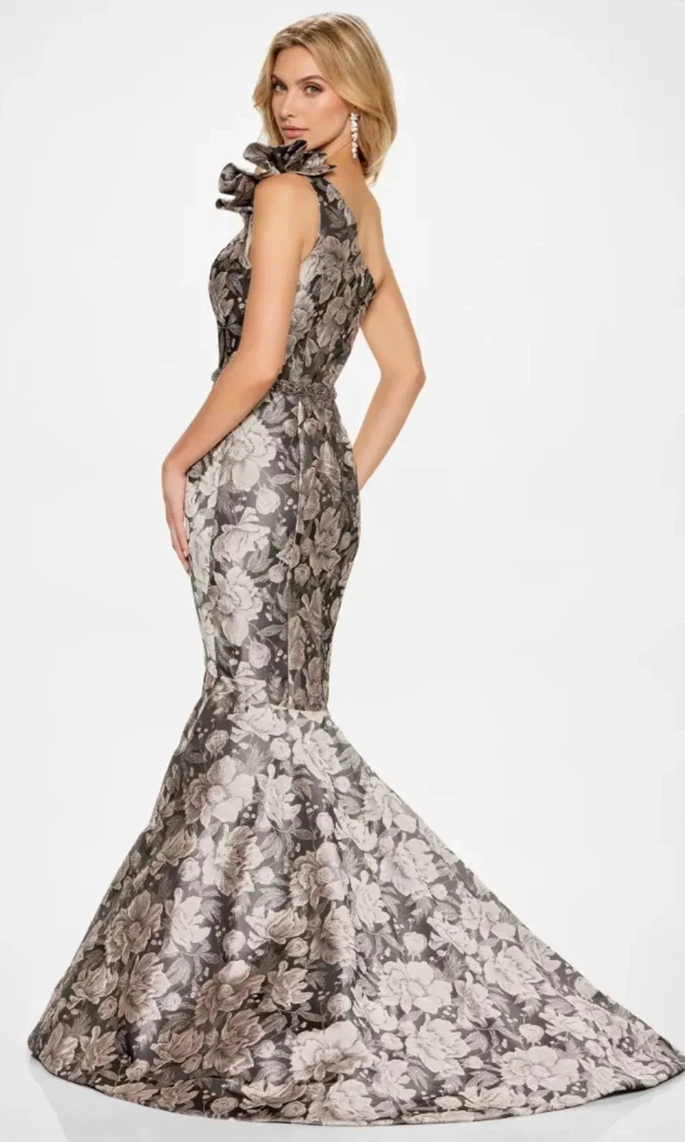 Montage by Mon Cheri M853 - One Shoulder Mermaid Gown with Floral Special Occasion Dress