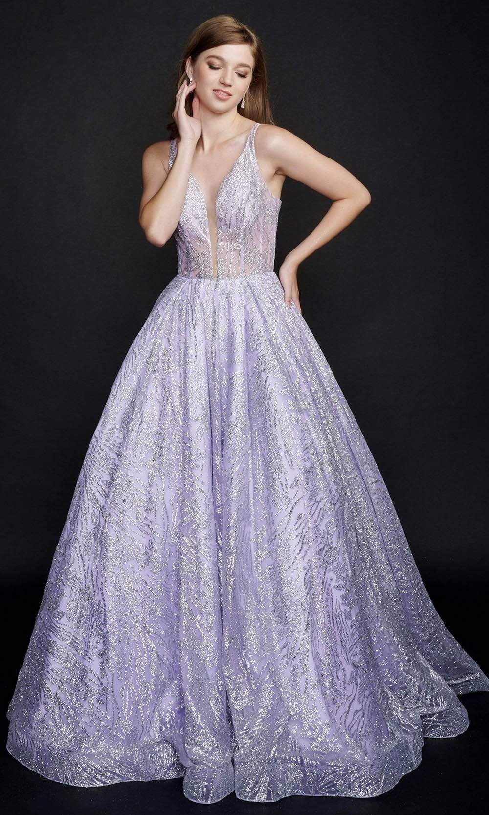Nina Canacci 8202 - Sheer Glittered A-Line Dress – ADASA