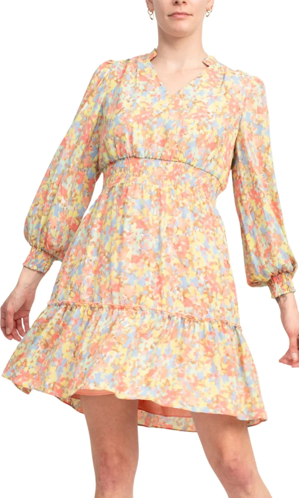 Nanette Nanette Lepore NM3S17185 - Long Sleeve Floral Chiffon Dress Homecoming Dresses