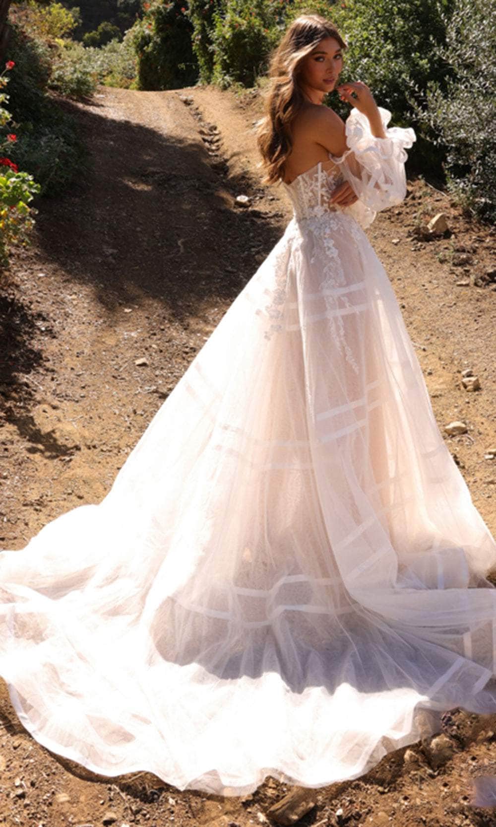 Nox Anabel JE1001L - Floral Embroidered Strapless Bridal Gown Wedding Dresses