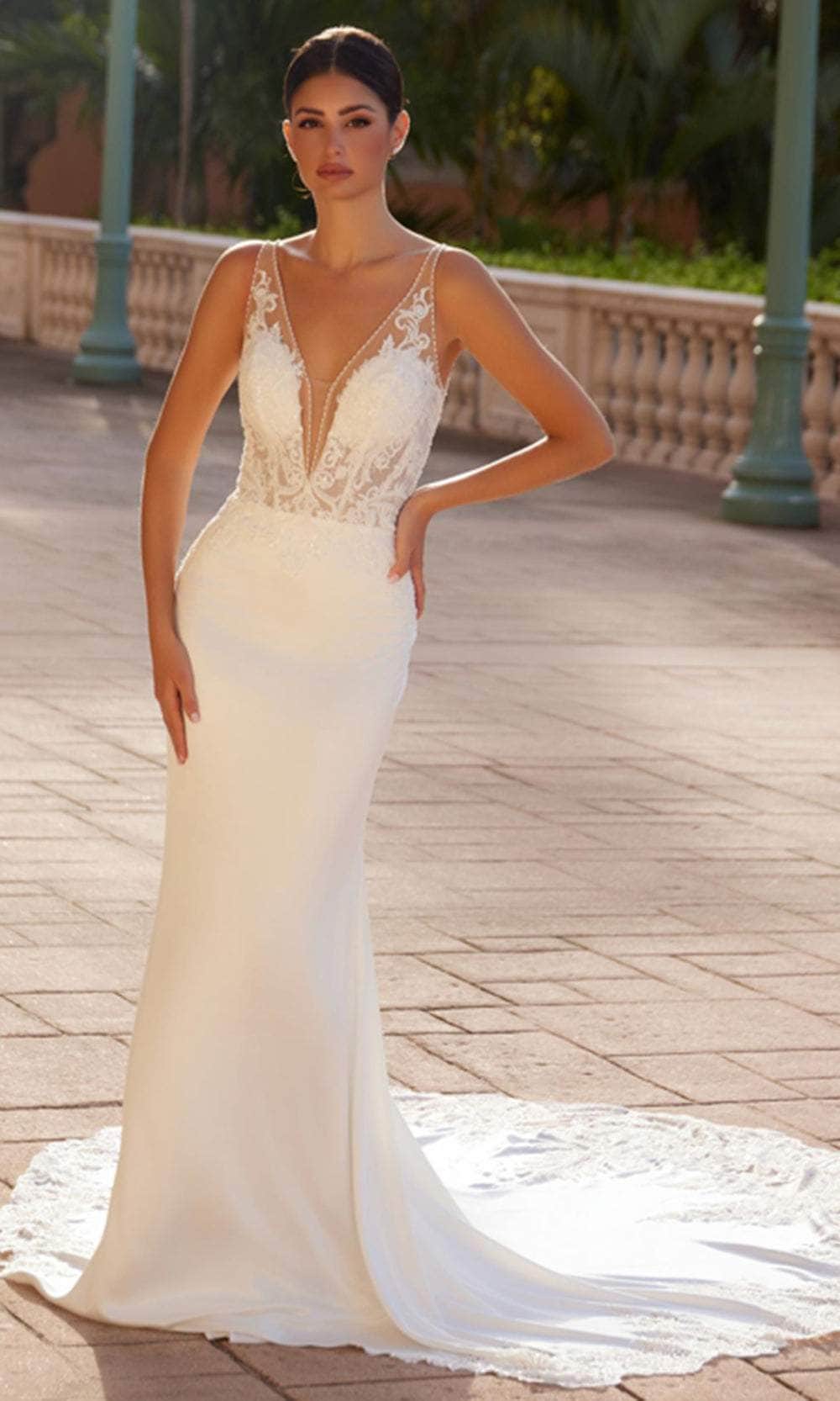 Nox Anabel JE1022L - Elegant Lace Train Dress Wedding Dresses