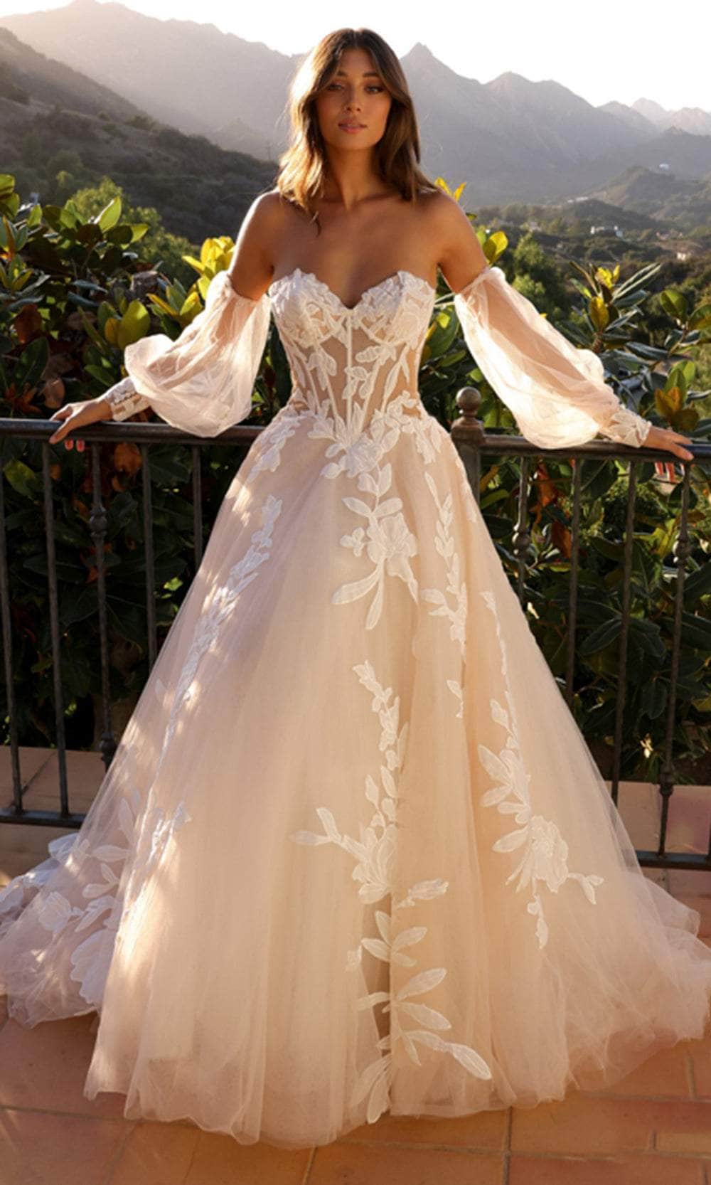 Nox Anabel JE990L - Elegant Tulle Dress with Detachable Sleeves Bridal Dresses