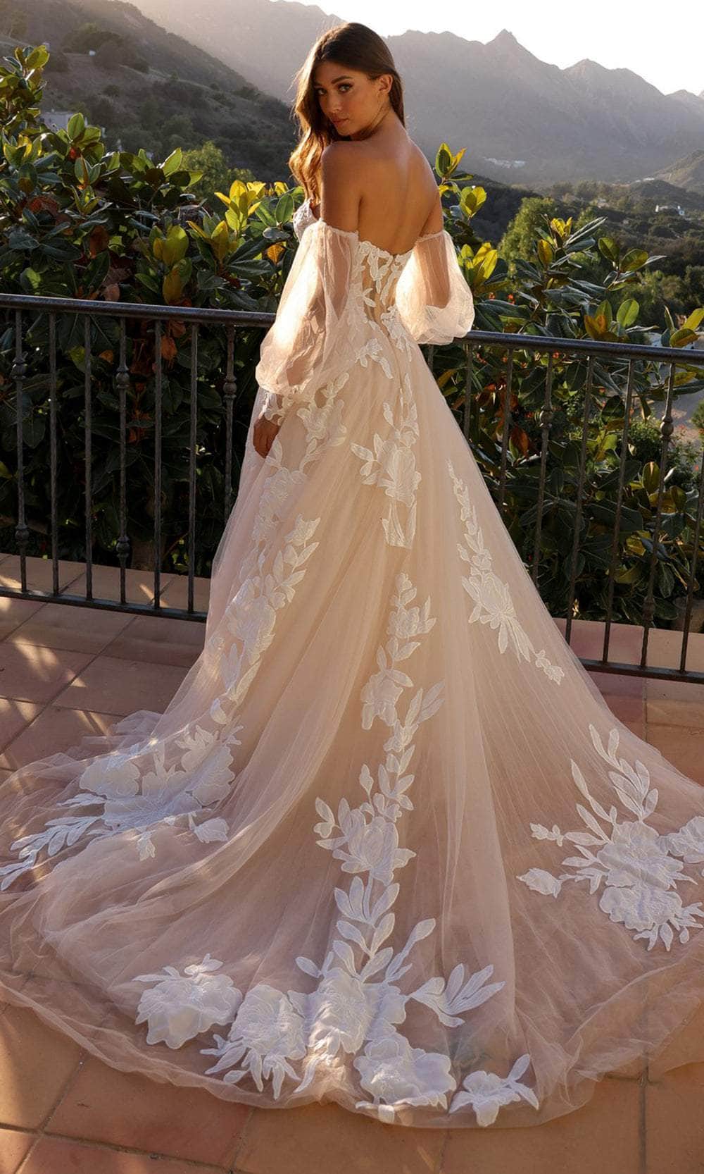 Nox Anabel JE990L - Elegant Tulle Dress with Detachable Sleeves Bridal Dresses