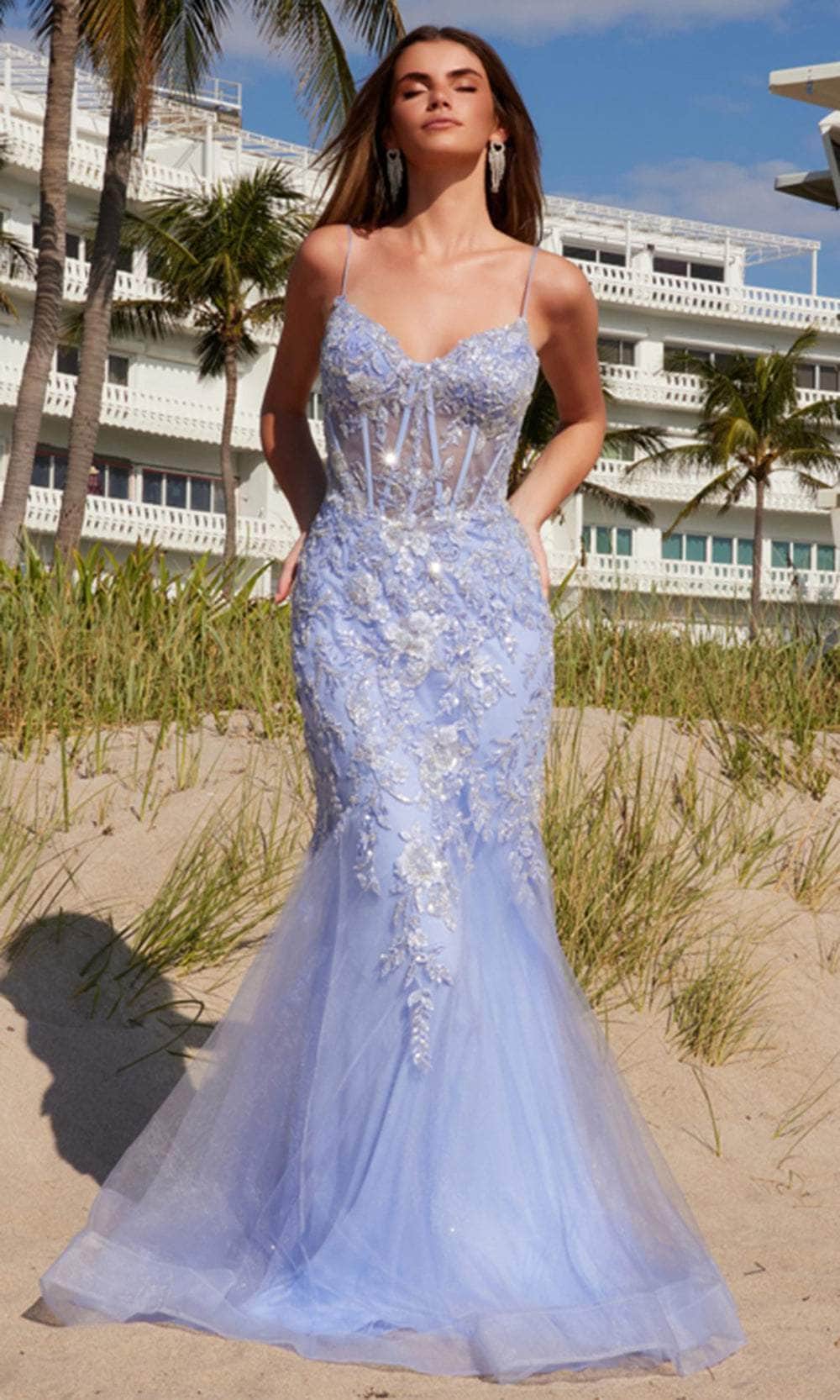Nox Anabel Q1541 Long Formal Sequin Formal Prom Dress - Powder Blue / 6 Nox Anabel Q1541 Long Formal Sequin Formal Prom Dress - Powder Blue / 6