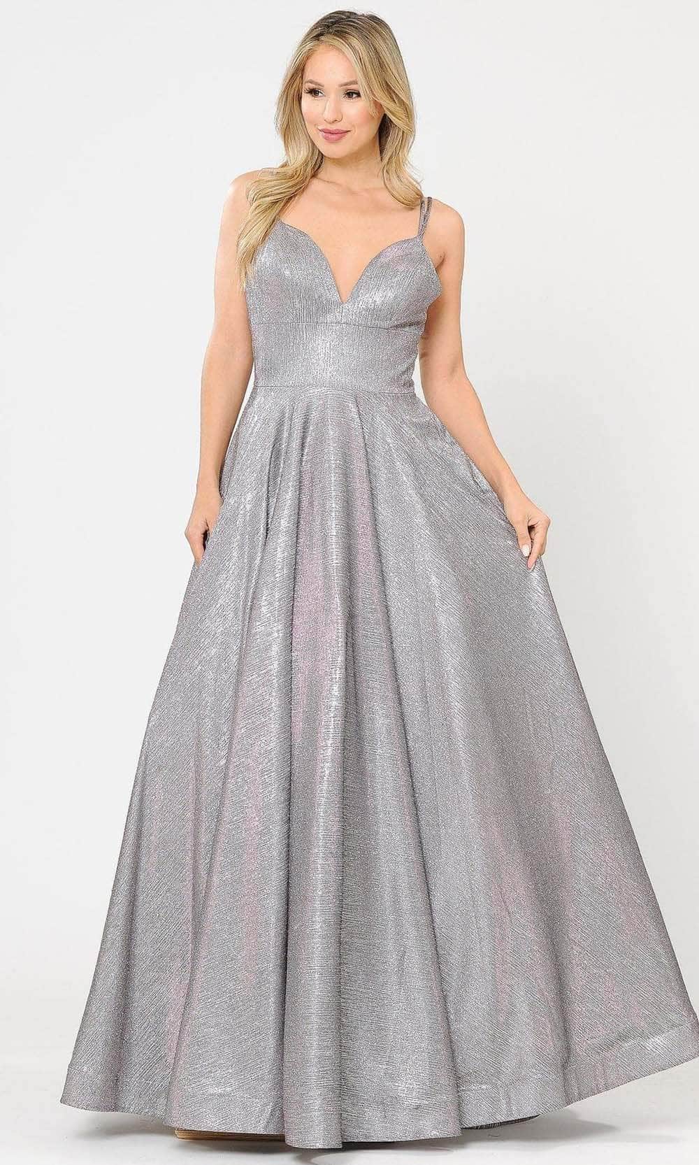 Poly USA 8714 Long Foiled Glitter Sweetheart Dress | FormalDressShops Royal / XS Poly USA 8714 Long Foiled Glitter Sweetheart Dress | FormalDressShops Royal / XS