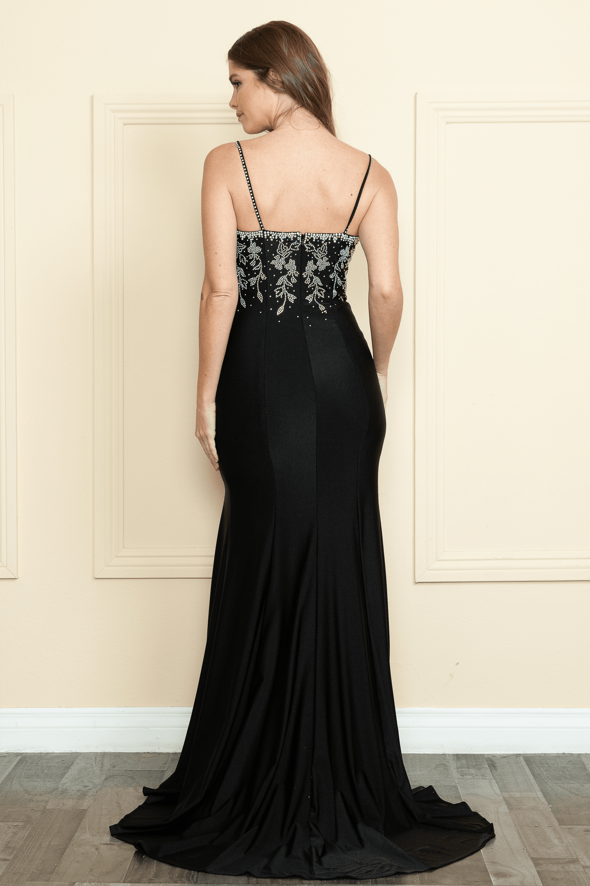 Poly USA 9122 - Rhinestone Embellished Sheath Dress Special Occasion Dress