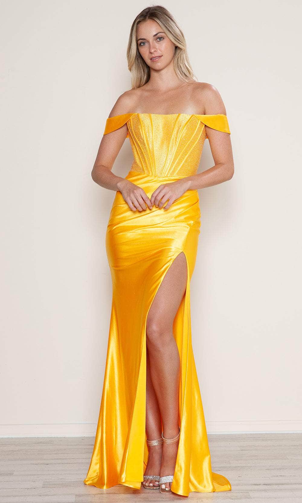 Poly USA 9656 - Off Shoulder Satin Prom Dress Prom Dresses