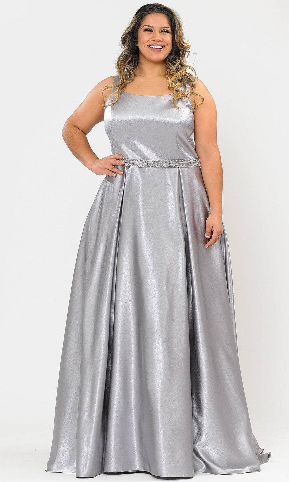 Poly USA W1010 - Sleeveless Scoop Neck Evening Gown Evening Dresses 14W / Silver